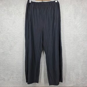 Lisa Bayne Womens Black Wide Leg Pants Elastic Waist Lounge Travel Size‎ XXL